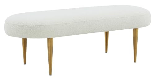 SAFAVIEH Couture Collection Corinna Glam Ivory Boucle/Gold Leg Oval Bench