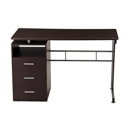 48" W Computer Desk with Drawers, Home Office Desk with Storage, Heavy Duty and Water Resistant Study Table, Chocolate Brown