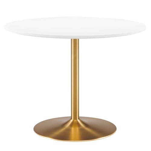 Amuse 40Inch Dining Table Solid Wood Gold White Finish Modern Kitchen Room Entertaining Home Furniture Quality Stylish Elegant Durable Refined Versatile Contemporary