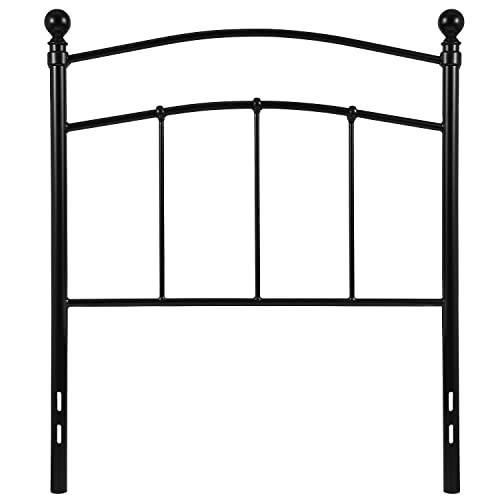 Woodstock Decorative Black Metal Twin Size Open Slat Headboard with Round Posts