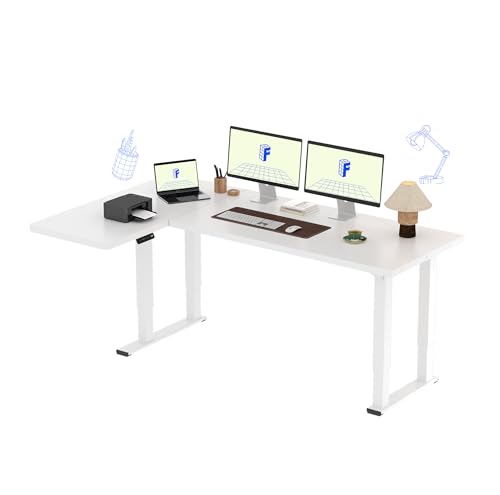 FLEXISPOT 4-Leg L-Shaped Standing Desk, 71 x 43 Inches, White, view 2