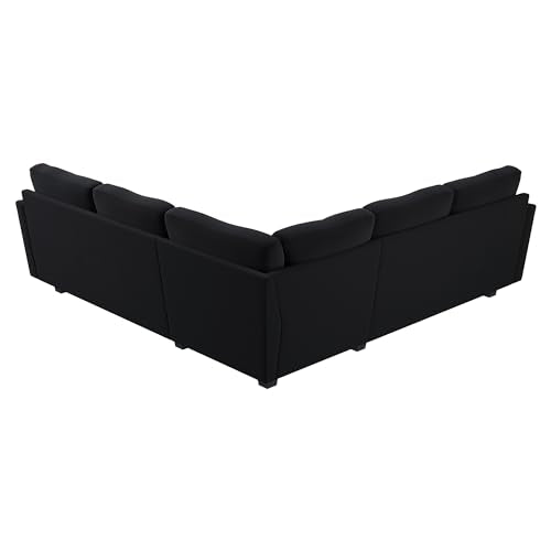 Convertible Sectional Sofa L Shaped Couch for Small Apartment Reversible Sectional Couch for Living Room,Velvet Black