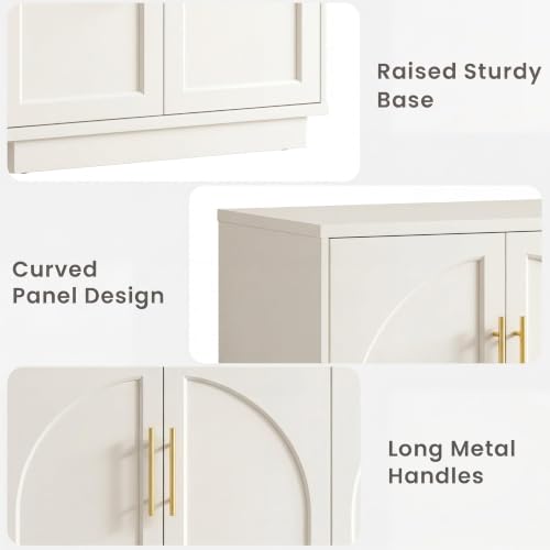 59" Sideboard Cabinet with Arched Doors,Cream Grey(Not White), view 8