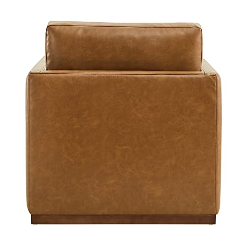 CHITA Faux Leather Swivel Accent Chair, Wood Frame, Fully Assembled, White | Leather Arm Chair with 360° Swivel Solid Wood Base, Mid Century Modern Living Room Chair, 33"Dx30"Wx33"H, 300 Lb Capacity
