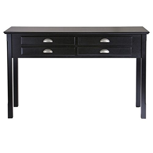 Wood Timber Console Table - Contemporary Design, Black Finish, 4 Storage Drawers, Entryway Furniture, Easy Assembly - 47.6" W x 15.7" D x 29.1" H