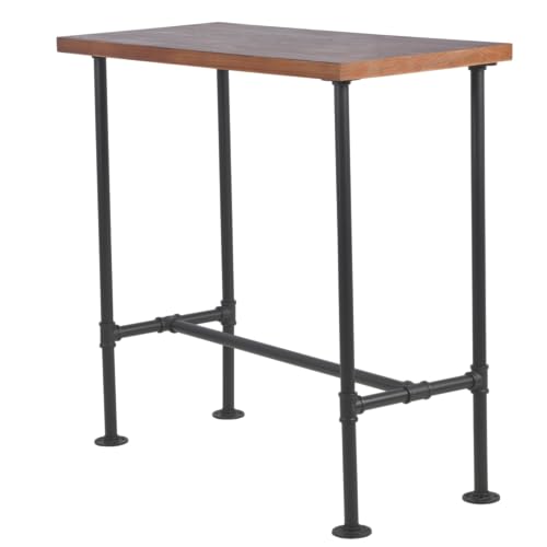 DIY Industrial Design Pipe Dining Table Casual Pub BAR Laptop Table Modern Studio Wood and Metal Rectangular Dining Table homeoffice Desk Breakfast high bar Table Brown Desktop 43.3" × 19.7"