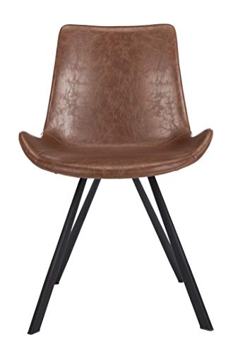 Safavieh Home Terra Mid-Century Modern Medium Brown Faux Leather and Black Dining Chair, Set of 2