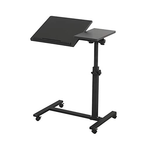 Overbed Bedside Desk Mobile Rolling Laptop Stand Tilting Overbed Table, view 2