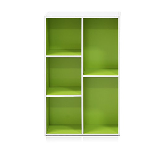 Furinno White Green 11-Cube and 5-Cube Bookcases