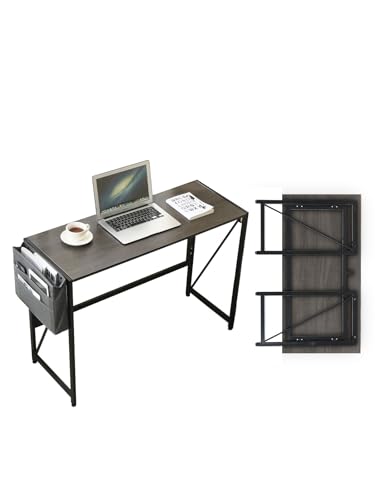 Modern Desk Writing Computer Desk for Home Office, No-Assembly Study Office Desk Foldable Table for Small Spaces (Black Oak, 31.5 inch)