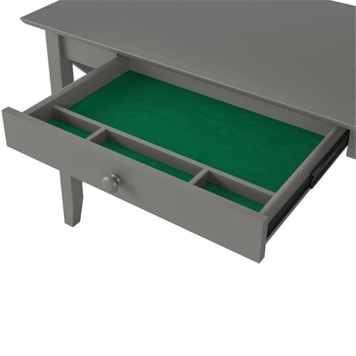 Farmhouse Solid Wood Writing Desk, 48 in Wide, Gray Finish, Felt Lined Drawer, view 7