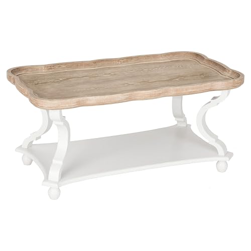 Rustic Farmhouse Cottagecore Coffee Table, Natural Tray Top Sofa Table for Family, Dining or Living Room, Small Spaces, Handcrafted Finish, Modern