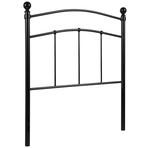 Woodstock Decorative Black Metal Twin Size Open Slat Headboard with Round Posts, view 2