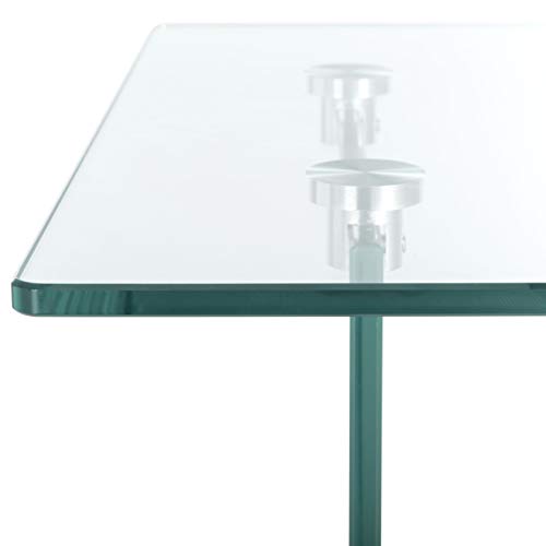 SAFAVIEH Home Collection – Kayley Modern Glass Accent Table with Natural Shelf, Clean-Lined Side Table for Living Room or Bedroom (ACC7001A)