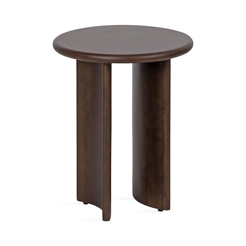 Erys Mid-Century Modern Round Side Table; 16 x 16 x 20; Dark Brown; Transitional Wood End Table for Use as Bedroom Nightstand or Living Room Accent Table