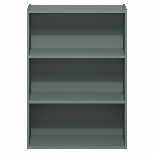 PASIR Book Shelf, 3-Tier Bookshelf, Storage Shelves Bookcase, 9.7 x 23.7 x 31.5, for Living Room, Bedroom, Home Office, Sage Green