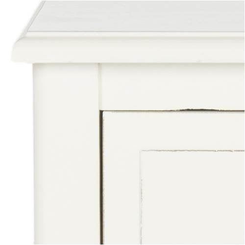 SAFAVIEH Furniture - Everly 1-Drawer Side Table - Vintage White - Solid Wood - Coastal Basket Storage Design - Ideal for Living Room, Entryway, 15"W x 12"D x 27.5"H - Fully Assembled (AMH5743B)