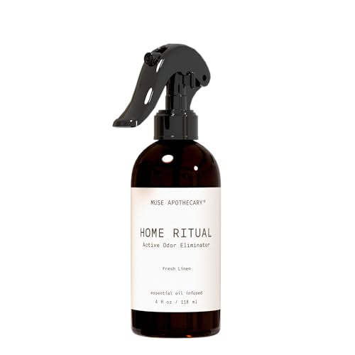Home Ritual Active Odor Eliminator Spray - Furniture Deodorizer Spray & Bathroom Odor Eliminator for Home - Essential Oil Air Freshener - 4oz, Fresh Linen