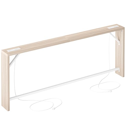 Sofa Table, 79 inch (1.2'' Thick Tabletop) Long Console Table Behind Couch, Narrow Entryway Table with Angled Metal Frame, Industrial Console Table for Entryway, Light Walnut