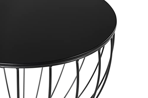 Cami Modern Hourglass End Table, Metal Side Table with Metal Top, for Coffee Table or Living Room, Decorative Round Accent Nightstand for Bedroom, Black, 23.75in (H)