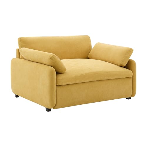 JIVOIT 50 * 43" Oversized Single Sofa Chair, Modern Chenille Upholstered Armchair, Wide and Deep Seat Accent Chair with Two Throw Pillows, Color Blocking Couch Lounge for Living Room (Yellow/5)