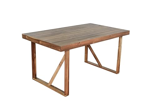 RUNNA 6 Piece Patio Dining Set, Acacia Wood, Indoor and Outdoor Furniture Sets for Backyard, Porch, Lawn, and Garden (Natural Wood@096)