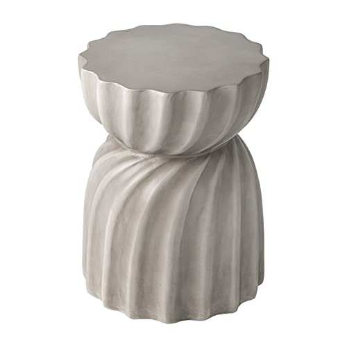 Grey hourglass concrete outdoor accent side table, view 2