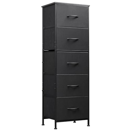 Tall Dresser for Bedroom, 5 Drawer Dresser, Charcoal Black, view 2