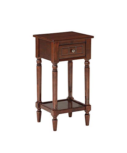 French Country Khloe 1 Drawer Accent End Table 14" - Traditional Farmhouse Side Table with Storage Drawer and Shelf for Living Room, Espresso