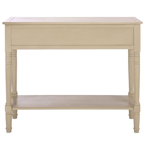 SAFAVIEH Furniture - Samantha 2-Drawer Console Table - Sand - Solid Wood - Classic Storage Design - Ideal for Entryway, Living Room, Hallway, 35.8" W x 13.8" D x 29.5" H (AMH5710J)