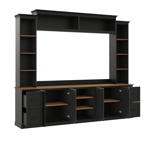 4-in-1 Entertainment Center with Bookshelf for TVs up to 70", Black, view 8