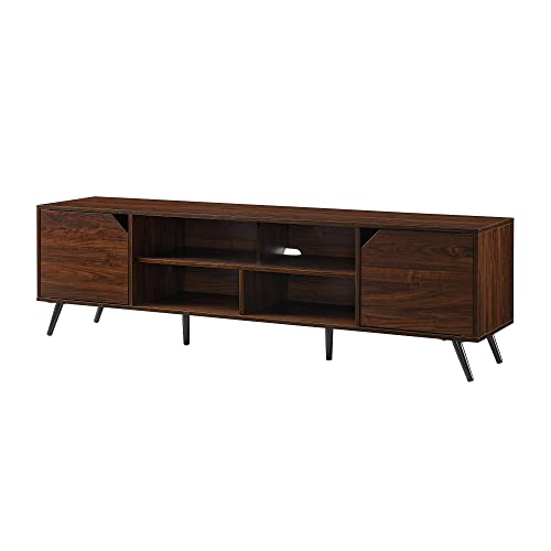 Nora Modern Minimal Open-Shelf TV Stand for TVs up to 80 Inches, 70 Inch, Dark Walnut