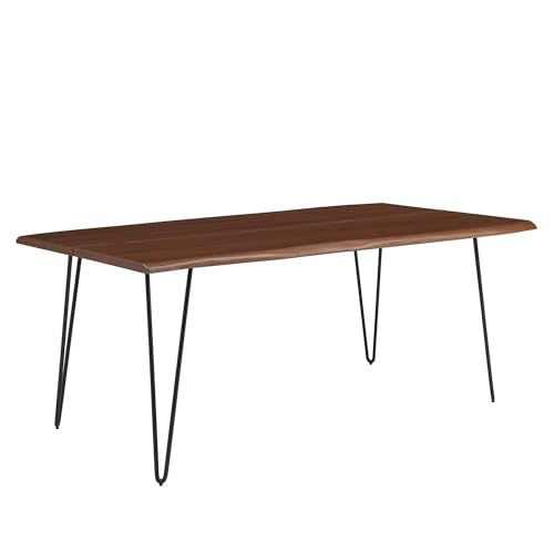 Ardor Dining Table 74 Inch Live Edge Acacia Wood Black Walnut Finish Modern Kitchen Room Entertaining Home Furniture Quality Stylish Elegant Durable Refined Versatile
