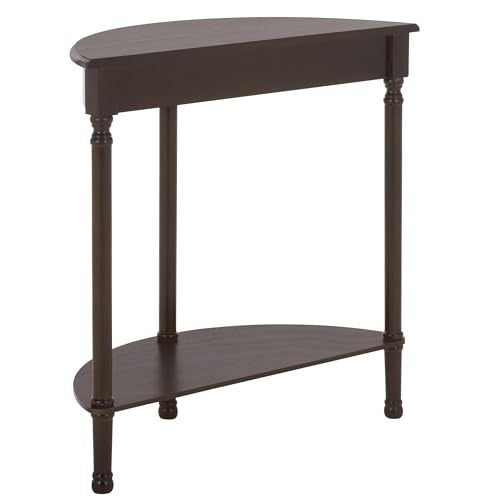 SAFAVIEH Furniture - Tinsley Half-Round Console Table - Dark Chocolate - Solid Wood - Farmhouse Demilune Design - Ideal for Entryway, Hallway, Living Room, 28" W x 11.75" D x 28" H (CNS5723D)
