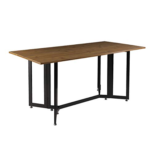 Holly & Martin Driness Drop Leaf Table - Oak with Black - Transitional Design, Brown Iron and Wood - Ideal for Dining Room, Kitchen (DN7448)