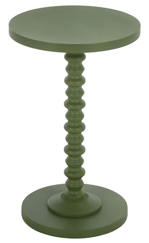 SAFAVIEH Furniture - Bonti Accent Table - Green - Solid Wood Pedestal Side Table - Round Top Modern Design - Fully Assembled - Ideal for Living Room, Bedroom, 14" W x 14" D x 22" H (ACC3269A)