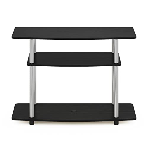 Turn-N-Tube No Tools 3-Tier Entertainment Center TV Stand for TV up to 32 Inch, Stainless Steel Tubes, Americano/Chrome