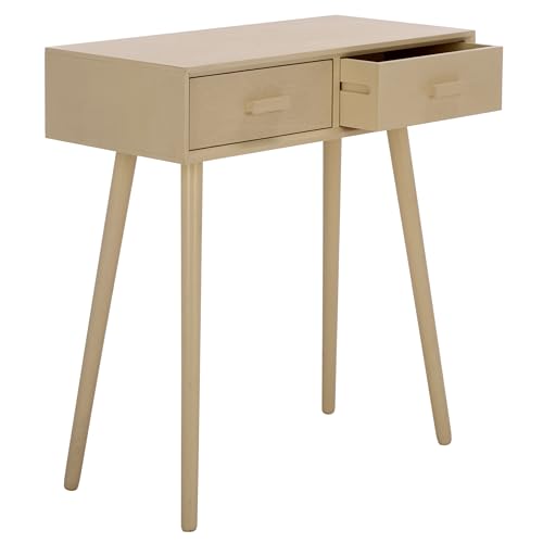SAFAVIEH Home Collection – Dean Sand 2-Drawer Console Table, Mid-Century Modern Entryway & Living Room Accent (COF5701F)