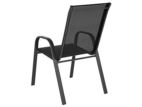 Brazos Series Outdoor Stackable Patio Chairs with Flex Comfort Material, Stacking Outdoor Modern Sling Patio Chairs, Set of 5, Black