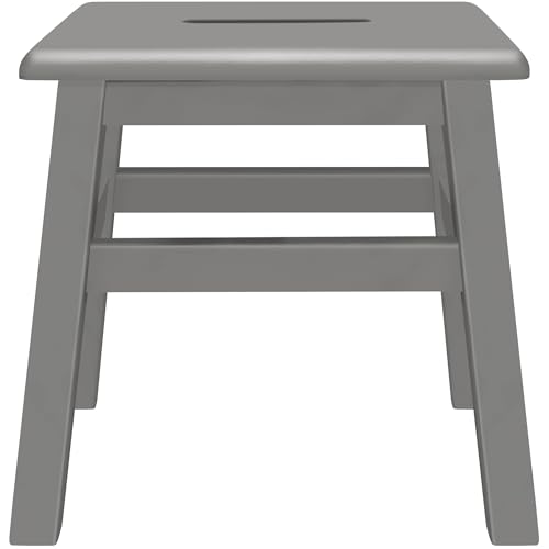 Solid Hardwood Step Stool, 12.25 Inches, Gray | Fully Assembled, For Adults and Kids
