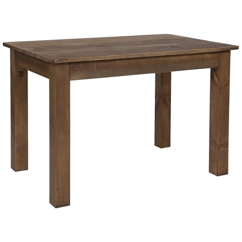HERCULES 46" x 30" Rectangular Antique Rustic Solid Pine Farm Dining Table