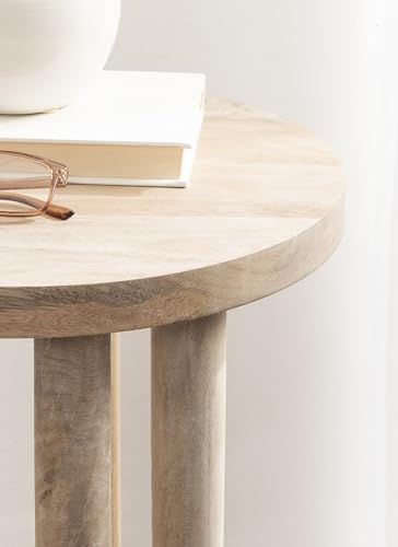 Kenzo Modern Wooden Round Side Table, 14 x 14 x 20, Light Natural, Transitional Wood End Table for Use as Bedroom Nightstand or Living Room Accent Table