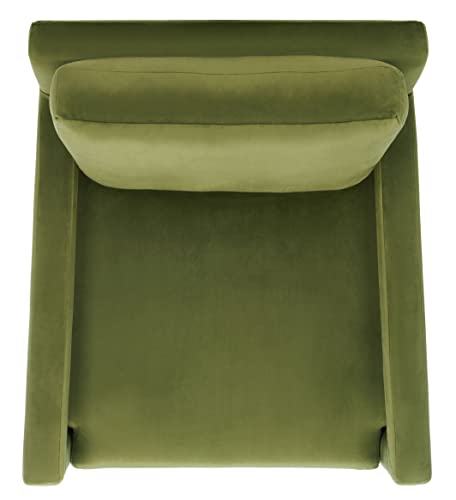SAFAVIEH Home Collection Kye Mid-Century Modern Olive Green Velvet Accent Chair (Fully Assembled)