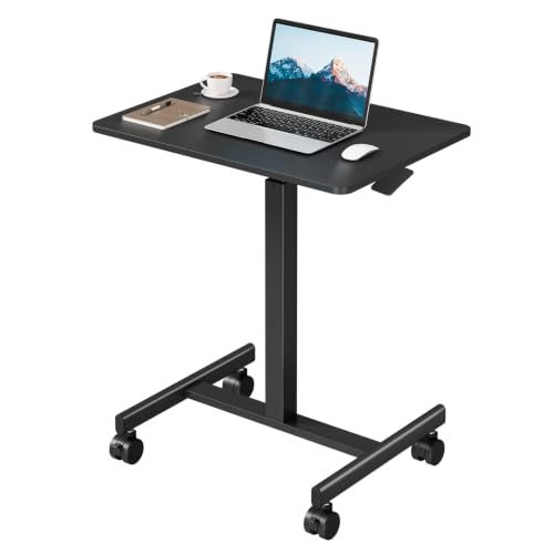 Mobile Rolling Desk with Wheels, Small Standing Desks Black, view 2