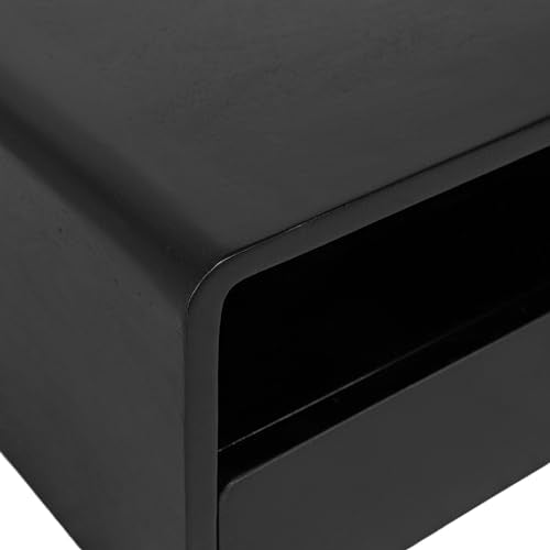 Kato Modern Wood Floating Side Table with Drawer, 18 x 10 x 9, Black, Contemporary Wooden Floating Nightstand for Bedroom Bedside Table