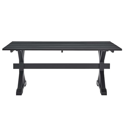 Windchime 71Inch Dining Table Style Solid Wood Black Finish Modern Kitchen Room Entertaining Home Furniture Quality Stylish Elegant Durable Refined Versatile