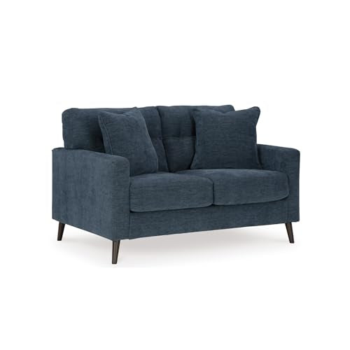Signature Design by Ashley Bixler Classic Tufted Loveseat with Removable Cushions, Blue