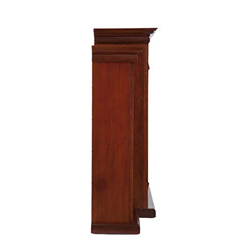 Tennyson Touch Screen Electric Fireplace with Book Shelves - Mahogany - Transitional Design, Brown Glass and Wood - Ideal for Living Room, Bedroom (FR8547)