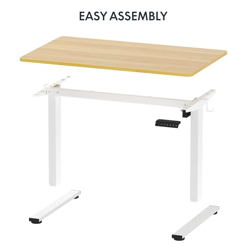 FLEXISPOT EN1 One-Piece Standing Desk 48 x 24 Inches Height Adjustable Electric Sit Stand Up Desk for Home Office (White Frame + Maple Desktop)