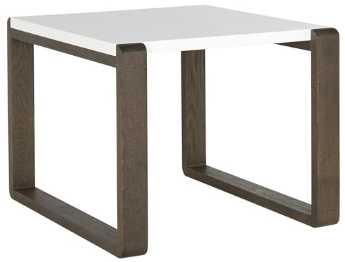 Safavieh Home Collection Bartholomew Mid-Century Modern White and Dark Brown End Table